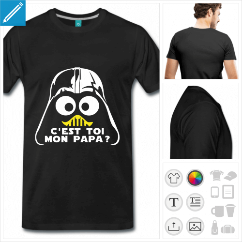 T-shirt Dark Vador Caliméro, blague geek en référence à Star Wars.