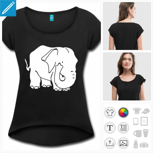 t-shirt femme lphant  personnaliser et imprimer en ligne