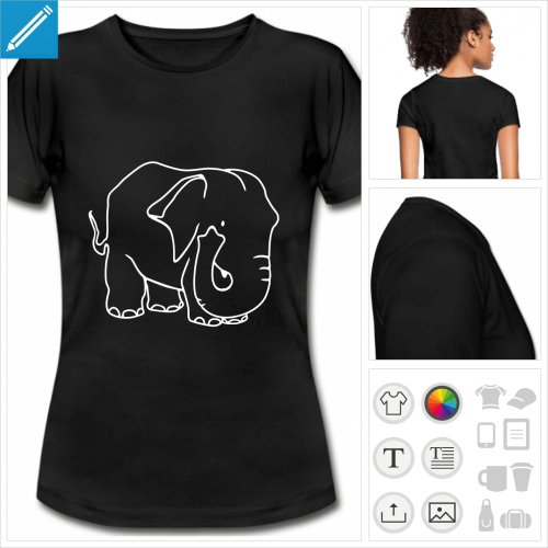 t-shirt blanc gros lphant  personnaliser