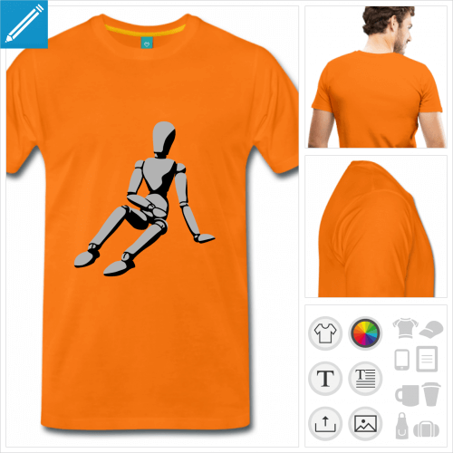 t-shirt orange bonhomme  crer soi-mme