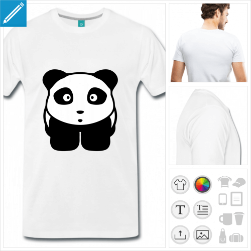 T-shirt dessin de panda en style kawaii  imprimer en ligne.