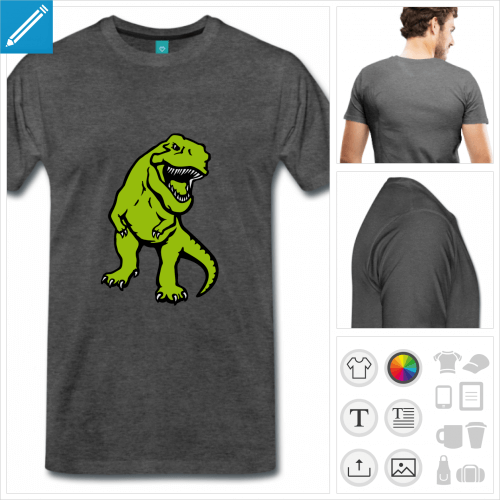 T-shirt dinosaure  personnaliser et imprimer en ligne, t-rex opaque 3 couleurs.