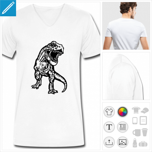 t-shirt manches courtes dinosaure personnalisable