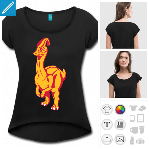 t-shirt noir femme dinosaure canard à créer en ligne