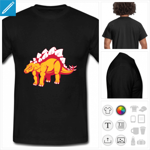 t-shirt noir dinosaure à personnaliser et imprimer en ligne