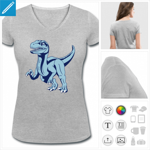 t-shirt basique vlociraptor personnalisable, impression  l'unit