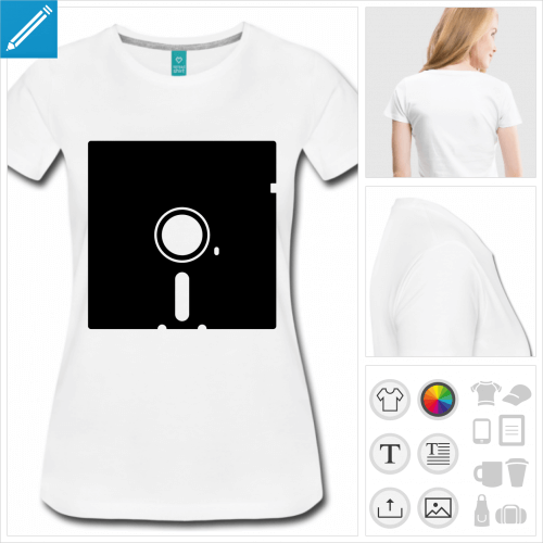 t-shirt femme geek personnalisable, impression  l'unit