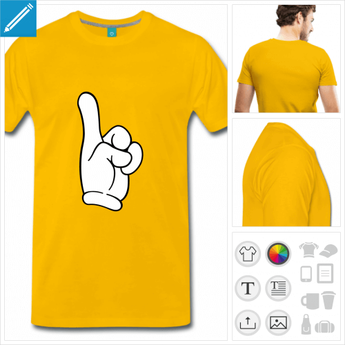 T-shirt doigt tendu, index en gant de Mickey  personnaliser en ligne.