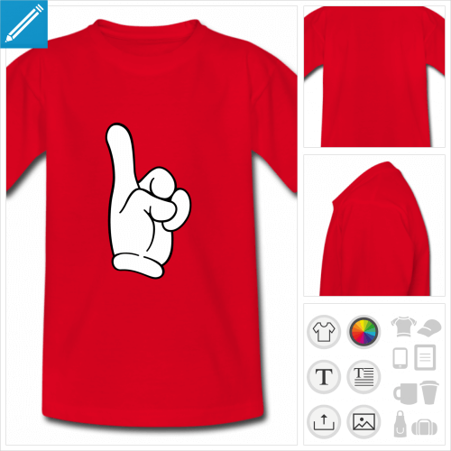 tee-shirt rouge doigt  personnaliser