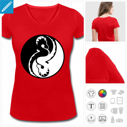 t-shirt femme dragon à créer soi-même
