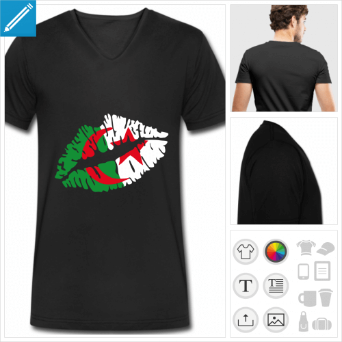 t-shirt pour homme drapeau algérie personnalisable
