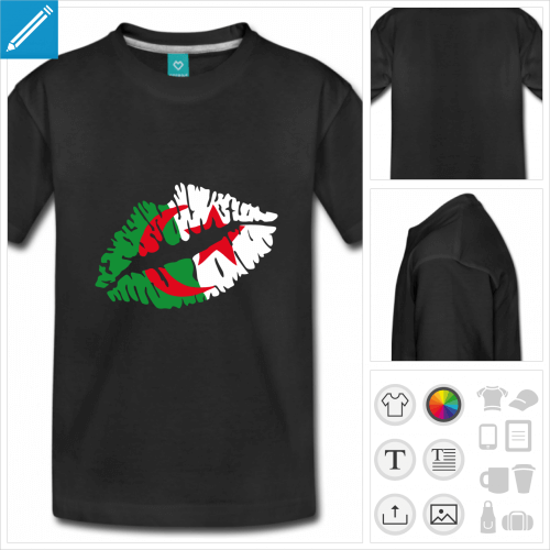 t-shirt manches courtes drapeau algérie à imprimer en ligne