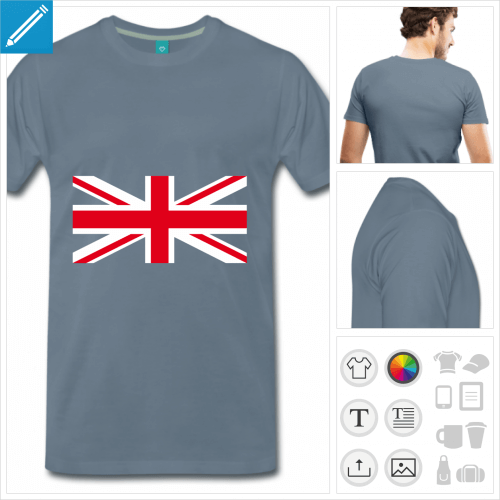 T-shirt drapeau anglais, t-shirt union jack  personnaliser et imprimer en ligne.