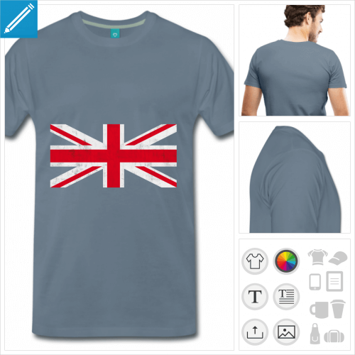 t-shirt marine drapeau angleterre à personnaliser en ligne