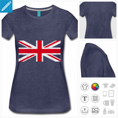 t-shirt drapeau anglais vintage personnalisable