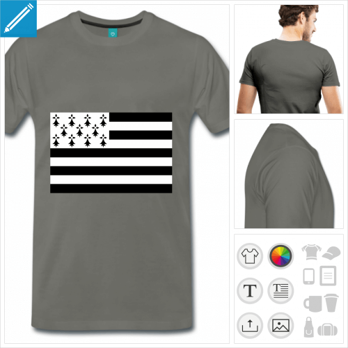 T-shirt drapeau breton personnalisable  crer soi-mme en ligne.