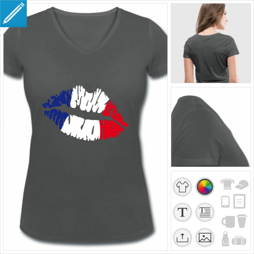 t-shirt femme drapeau personnalisable