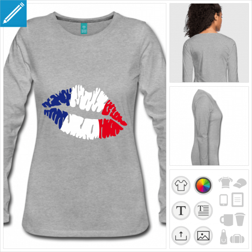 tee-shirt manches longues drapeau franais  crer soi-mme