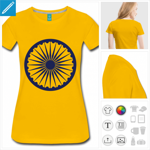 t-shirt jaune chakra Inde  personnaliser et imprimer en ligne