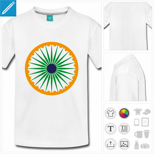 t-shirt adolescent drapeau indien personnalisable