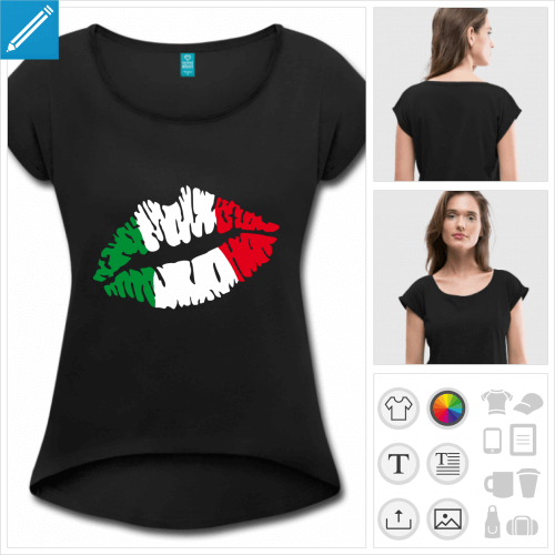 t-shirt asphalte drapeau italien personnalisable, impression à l'unité