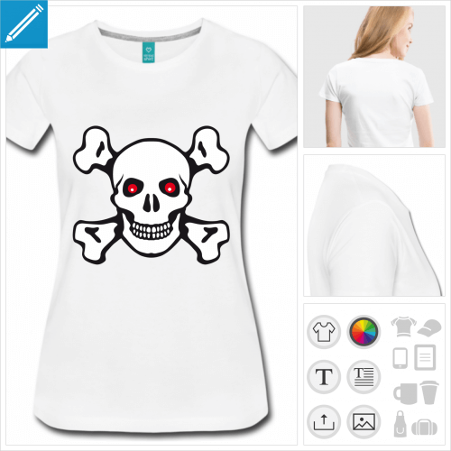 t-shirt simple tte de mort personnalisable, impression  l'unit