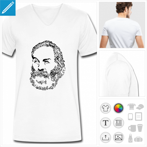 t-shirt homme walt whitman  personnaliser, impression unique