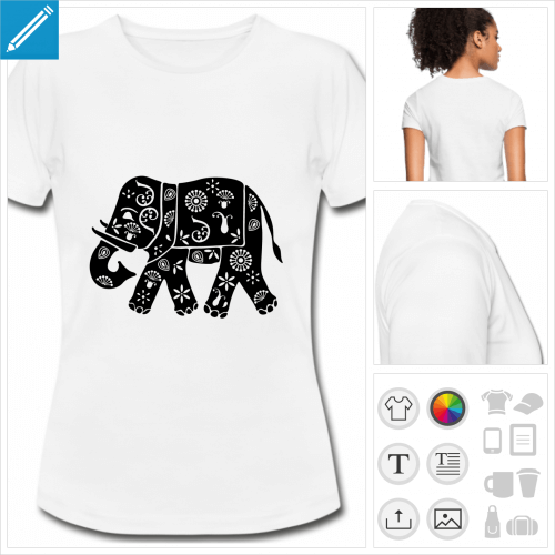 t-shirt basique lphant fleuri  personnaliser