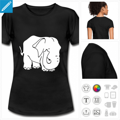 t-shirt femme dessin lphant  personnaliser en ligne