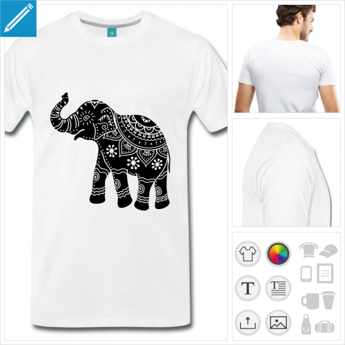 T-shirt lphant dcor, lphant stylis  imprimer en ligne.