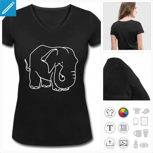 t-shirt simple dessin lphant  imprimer en ligne