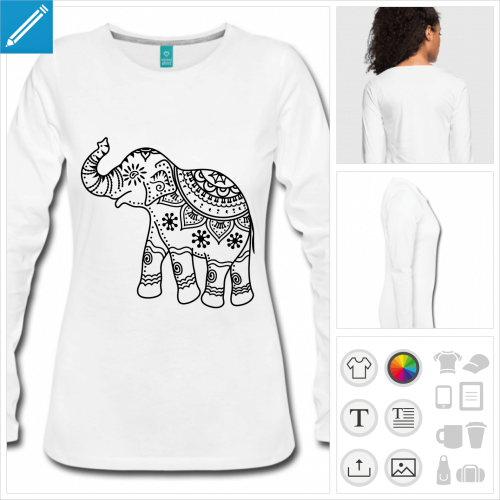 t-shirt manches longues lphant  personnaliser en ligne