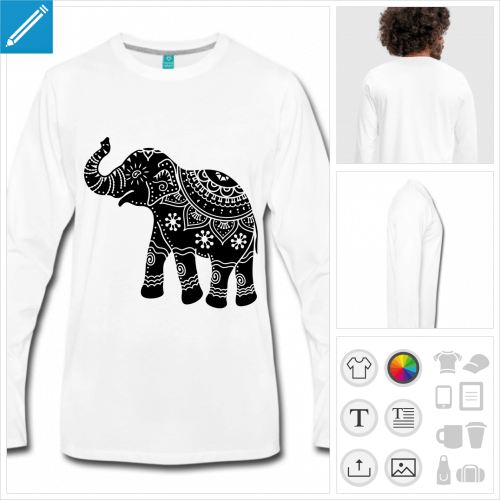 t-shirt manches longues lphant dcor  crer soi-mme