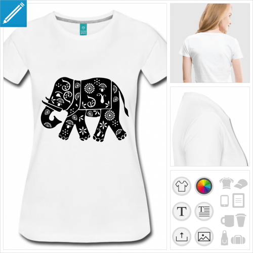 tee-shirt bleu roi éléphant fleuri à imprimer en ligne