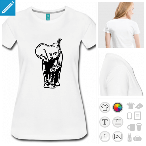 t-shirt manches courtes lphant  imprimer en ligne