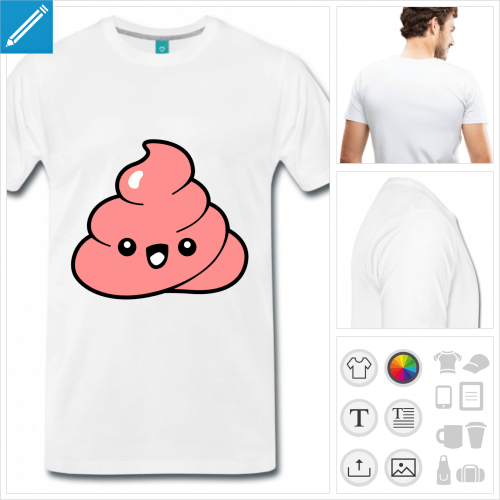 t-shirt emoji crotte à personnaliser en ligne
