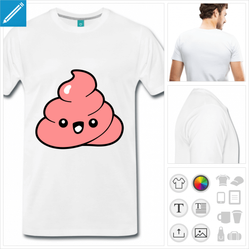 t-shirt emoji crotte  personnaliser en ligne