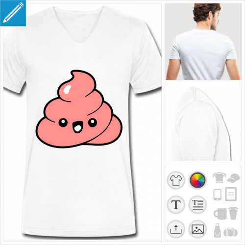 t-shirt simple emoji kawaii personnalisable, impression  l'unit