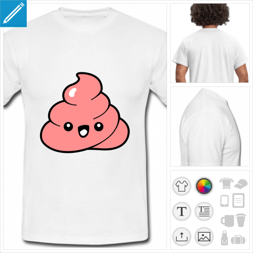 t-shirt blanc emoji crotte  personnaliser