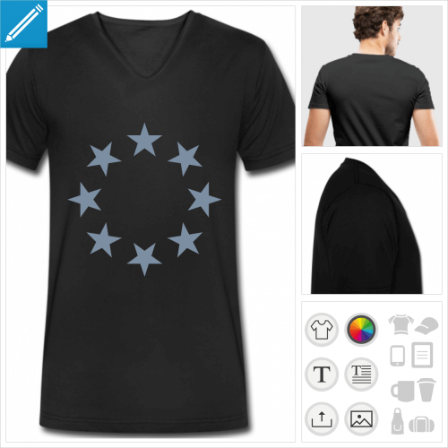 t-shirt noir cercle toiles  personnaliser en ligne