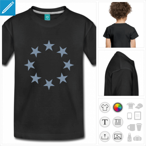 t-shirtnoir cercle toiles  personnaliser en ligne