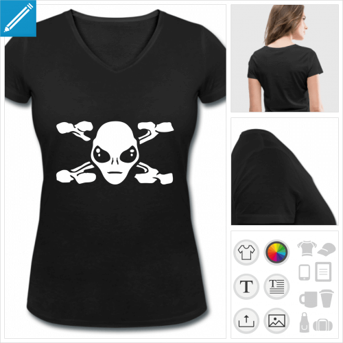 t-shirt simple alien pirate  personnaliser, impression unique