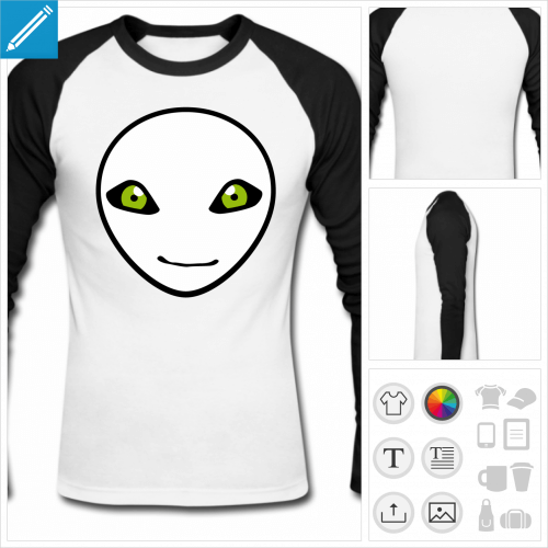 t-shirt baseball extraterrestre  personnaliser, impression unique