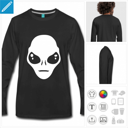 t-shirt manches longues extraterrestre  personnaliser et imprimer en ligne