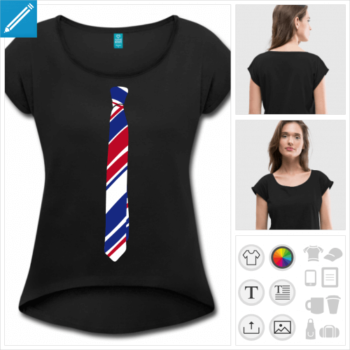 t-shirt pour femme fausse cravate  personnaliser et imprimer en ligne