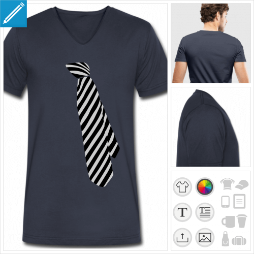 t-shirt cravate raye  personnaliser, impression unique