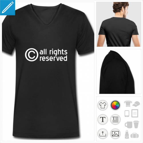 t-shirt symbole copyright  personnaliser, impression unique