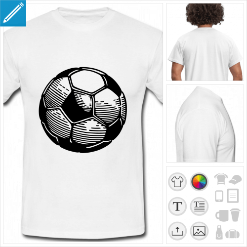 t-shirt blanc football  personnaliser, impression unique