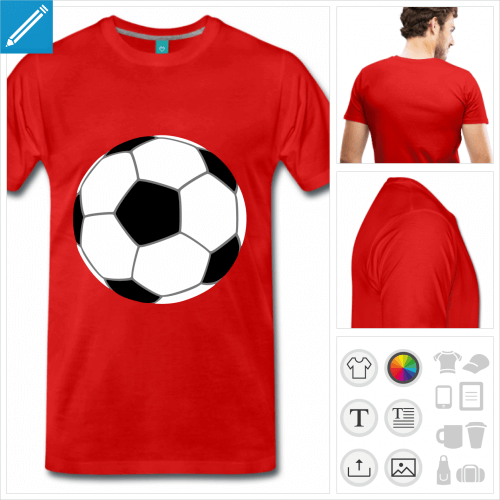 T-shirt football, ballon de foot 3 couleurs  personnaliser. Crez votre t-shirt supporter.