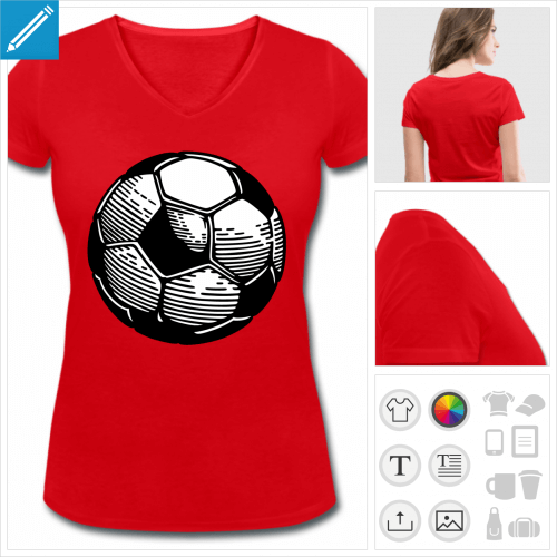 t-shirt rouge ballon de foot  imprimer en ligne